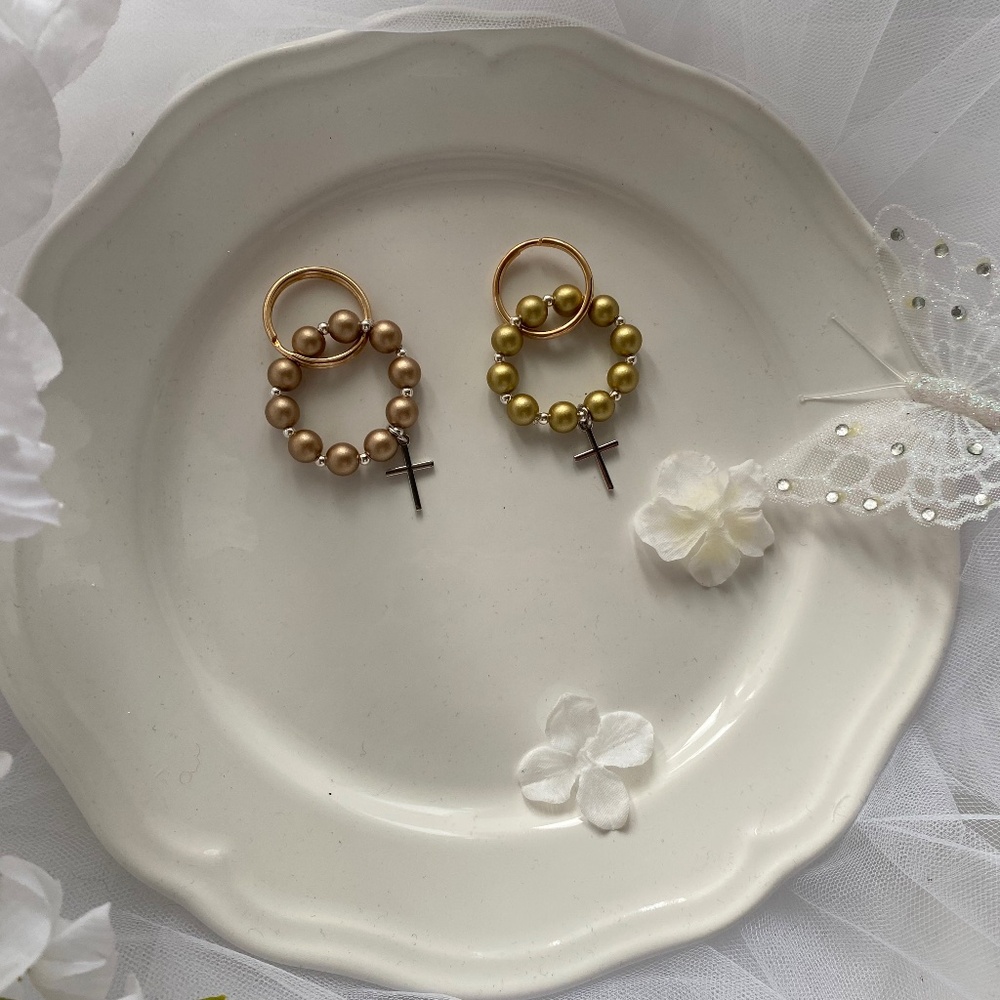 Custom handmade Mini Rosary Favours ROSE GOLD OR Gold SET OF 2